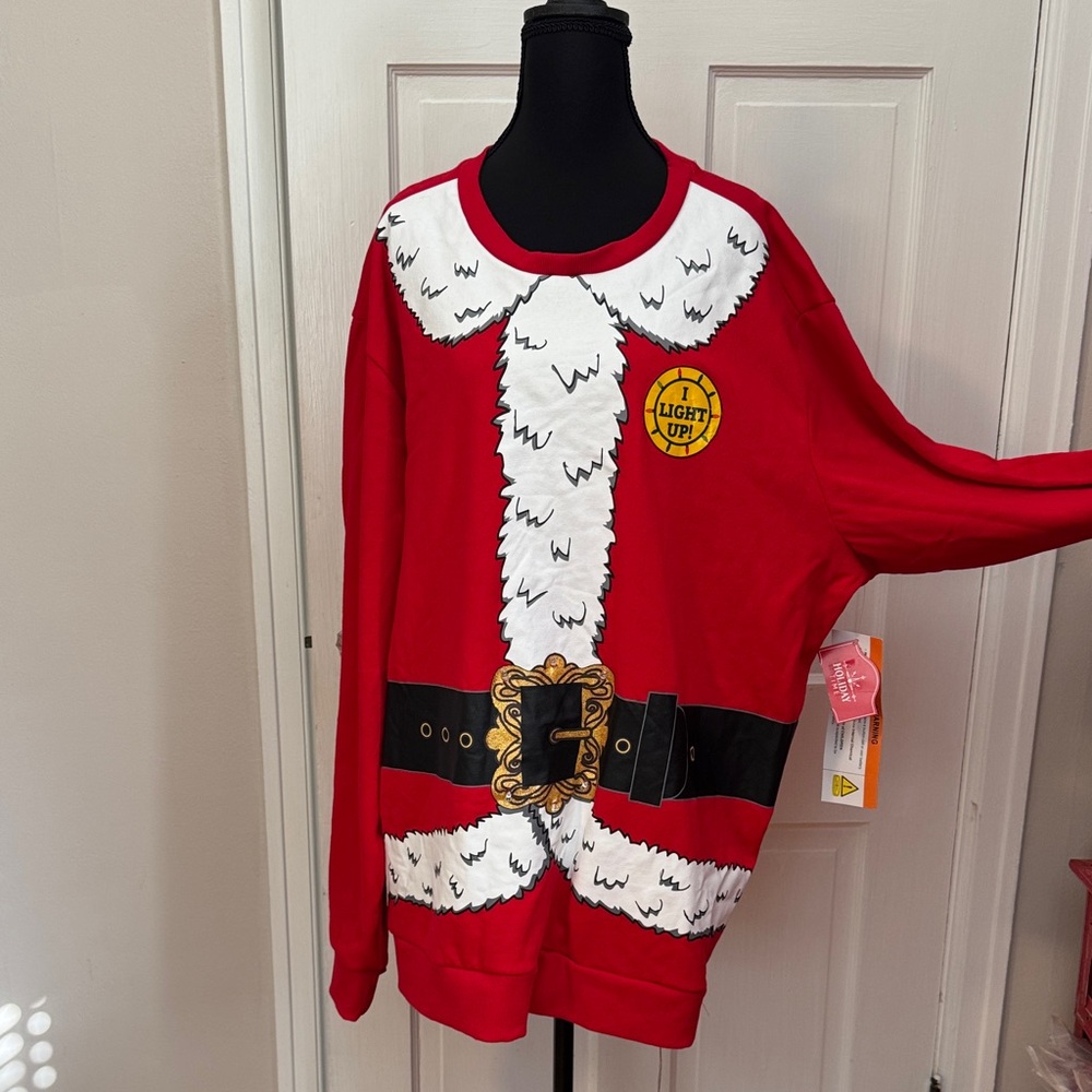Red Santa Sweatshirt NWT with Light-Up Feature Size 3X (54-56)